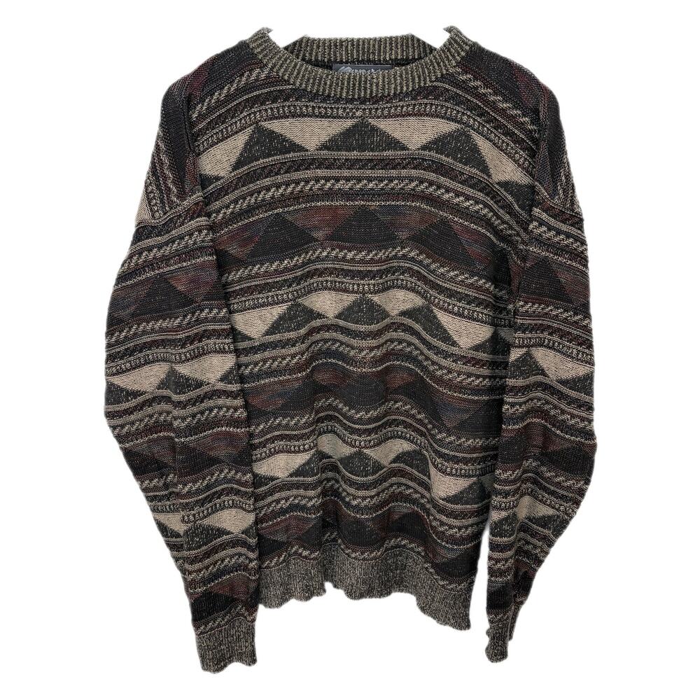 Vintage USA Made Geo Pattern Grandpa Crewneck Sweater - Men's Size M